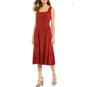 ANTONIO MELANI luxury collection suede leather midi dress